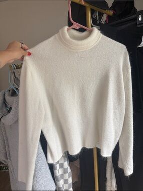 Zara Cream Fuzzy Mock Neck Sweater